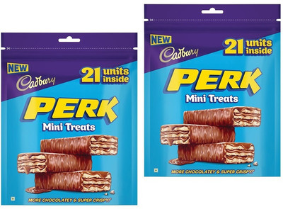 Cadbury Perk Chocolate coated wafer MINI Treats CHOCOLATEY Bars(2 x 115 g)