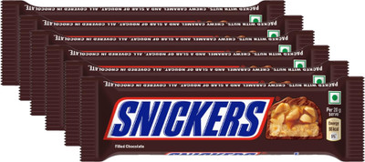 SNICKERS Peanut Filled Chocolate, Loaded with Nougat & Caramel Bars(6 x 45 g)