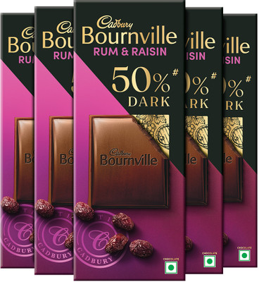 Cadbury Bournville Bournville Rum & Raisin 50% Dark Chocolate Bars(5 x 78 g)
