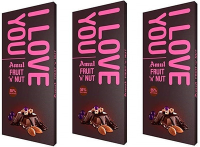 Amul Fruit N Nut Chocolate I Love You Bars(3 x 150 g)