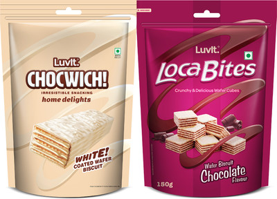 LuvIt Chocwich White and Loca Bites | Combo Pack of 2 | Chocolate Wafers Bites(2 x 155 g)