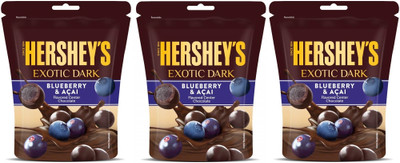 HERSHEY'S Exotic Dark Blueberry Acai Flavor Dark Cocoa Rich Chocolates Fudges(3 x 33 g)