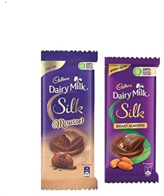 Cadbury Dairy Milk Silk Mousse116g & Silk Roasted Almonds,143g Bars(2 x 129.5 g)