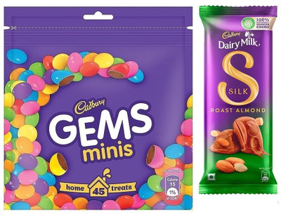 Cadbury Gems Chocolate & Silk Roast Almond Bars(2 x 1 Units)