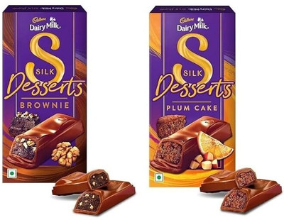 Cadbury SET SILK DESERT PLUM CAKE WITH SILK DESERT BROWNIE COMBO PERFECT GIFT TO GIVE Bars(2 x 70 g)