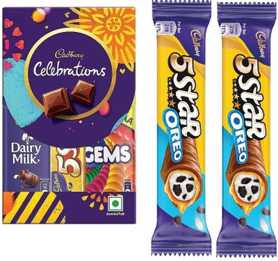 Cadbury Rakhi CelebrationsChocolate Gift Pack 60g & 5 Star Oreo Chocolate 42gx2 packof3 Bars(3 x 48 g)