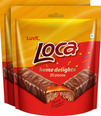 LuvIt Loca Home Delight Choco Caramel Bar with Nougat | Homepack | Bars(2 x 200 g)