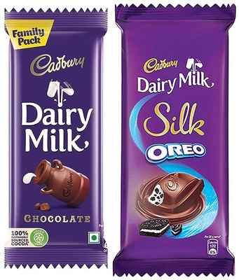 Cadbury Dairy Milk Chocolate Bar Family Pack & Silk Oreo Chocolate Bars(2 x 97.5 Units)