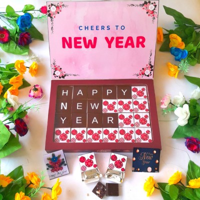 Expelite Cheers To New Year Chocolate Gift Box- 18 pc Happy New Year Chocolate Gift For Employees Gift Box Bars(450 g)