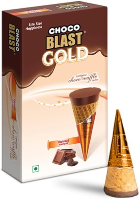 Pure Temptation Chocoblast Mini Waffle Cone Chocolate Bites (10 Pcs) - Orange Flavour Bites(10 Units)