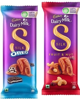 Cadbury Dairy Milk Silk Oreo Chocolate Bar & Dairy Milk Silk Fruit and Nut Chocolate Bars(2 x 57.5 g)