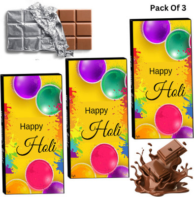 Expelite Holi Chocolate Gift Box,35 Grams Each (PACK OF 3) Holi Gift for Kids Bars(3 x 1 Units)