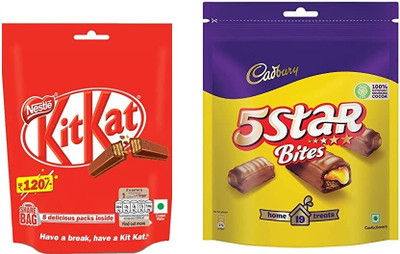 Cadbury 5 star bites+ kit kat 119 gm bar combo Bars(2 x 160.5 g)