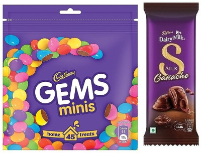 Cadbury Gems Chocolate & Silk Ganache Chocolate Bars(2 x 1 Units)