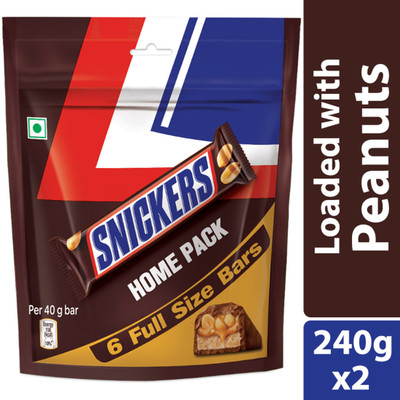 SNICKERS Chocolate , Loaded with Nougat & Caramel, Home Pack Bars(2 x 240 g)
