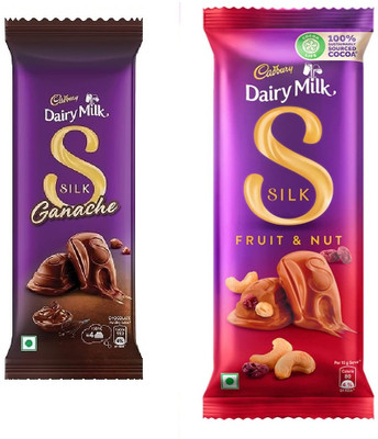 Cadbury Ganache Chocolate & Silk Fruit and Nut Chocolate Bars(2 x 56.5 Units)