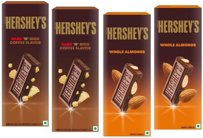 HERSHEY'S DARK N RICH COFFEE FLAVOR chocolate & WHOLE ALMONDS SUPER PACK Bars(4 x 39.5 g)
