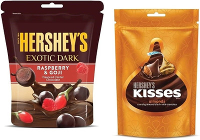HERSHEY'S Exotic Dark Raspberry & Goji Chocolate & Kisses Almond Pouch Crackles(2 x 100 g)
