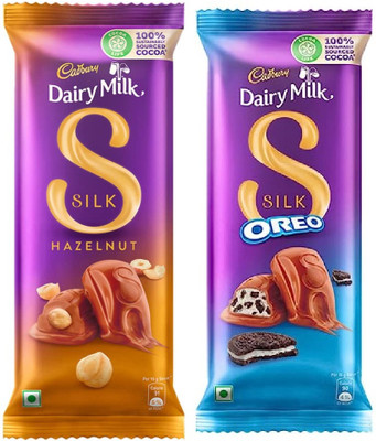 Cadbury Dairy Milk Silk Whole Hazelnut Chocolate & Dairy Milk Silk Oreo Chocolate Bars(2 x 94 g)