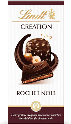 LINDT Creation Rocher Noir Dark Chocolate | Almonds and Hazelnuts Coated Bars(150 g)