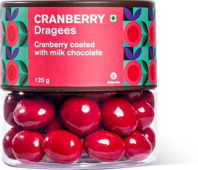 entisi Chocolate Coated Cranberry Nutties, Dragees Jar Bites(120 g)