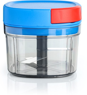 OFFYX Turbo Spin Chopper: 600ml Capacity, Blue & Red, 6X Blades, Compact Size Vegetable & Fruit Chopper(1 Chopper)