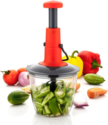 JABOO Push Chopper 1000 ml|Manual Food Chopper with 5 Stainless Steel Blades|Blue| Vegetable & Fruit Chopper(1 - PUSH CHOPPER)