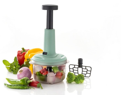 SmartShopperHub 2in1 Mini Handy and Compact Chopper with 3 Blades & Whishker/Mixer Blade Plastic Vegetable Chopper(1 chopper)