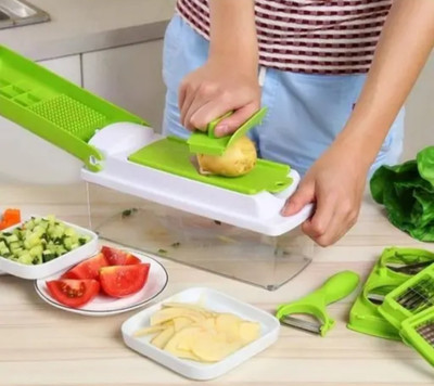 krisha by KRISHA 12 In 1 Multipurpose Chopper, cutter, Grater, Peeler For Fruits And Vegetables Vegetable & Fruit Grater & Slicer(1 container, 12 attechments)