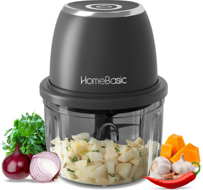 HOMEBASIC 350ml Rechargeable Electric Chopper | 6 Stainless Steel Blades Electric Vegetable & Fruit Chopper(1 x Rechargeable Electric Chopper, 1 x Type C Charging Cable)