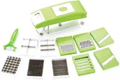 KASHTABHANJAN 12 in 1 Multi-Purpose Vegetable and Fruit Chopper, Fruit Grater, Slicer Dicer, Chipper, Peeler | Hand Chopper, Cutter - All in One (Green) Vegetable Chopper(1 CHOPPER)