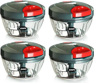 gopi by GopiStore 3 Stainless Steel Blade System 450 ML Charcoal Grey Color Mini Chopper Vegetable & Fruit Chopper(4 Chopper)