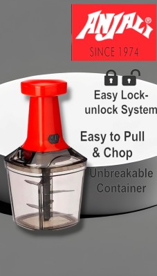 anjalii by Anjalii Push N Chop Chopper Vegetable Chopper(lock unlock handle, 900 ml container)