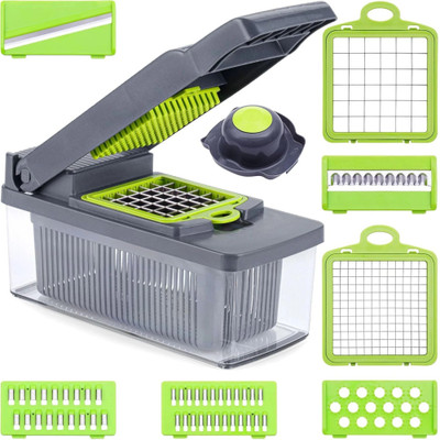 opriQ by opriQ 14-in-1 Multifunctional Vegetable, Slicer, Dicer & Grater with 8 Interchangeable Vegetable & Fruit Chopper(1 x 14 in 1 Chopper)