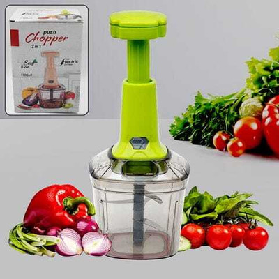 Angel N Daniel Push Chopper 2-in-1 (1100ml, Green) with 6 blades Electric Vegetable & Fruit Chopper(1 chopper)