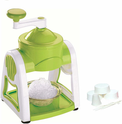 Maharaj Mall Handheld Ice Gola Maker Machine with Plastic Bowl Glass and Stick Coconut Slicer(1 Ice Gola & Slush Maker, 3 Bowl, 6 Reusable Sticks)