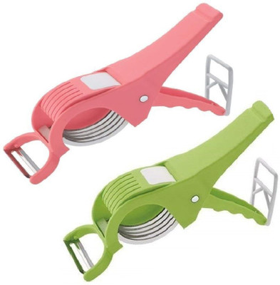 FLANKER Multipurpose 2 in 1 Vegetable and Fruit Cutter and Peeler Vegetable & Fruit Chopper(2 PC VEGETABLE CUTTER)