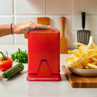 Chipser by KITCHENWARE Unbreakable Easy to Use Chopper , Super Efficient French Fry Cutter (Red) Potato Chopper(1)