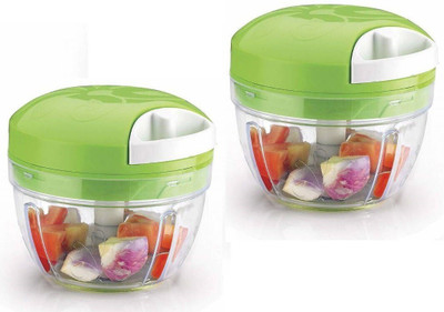 FLANKER Pack of 2 Easy and Quick Vegetable & Fruit Chopper with 3 Blades Portable Vegetable Chopper New Handy Mini Plastic Vegetable Cutter Vegetable & Fruit Chopper(1 Handy Chopper)
