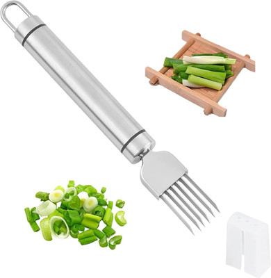 Flipco Vegetable Onion Garlic Cutter Manual Green Onion Cutter Slicer for Kitchen Vegetable & Fruit Chopper(1 x SS VEGETABLE GRATER SLICER)