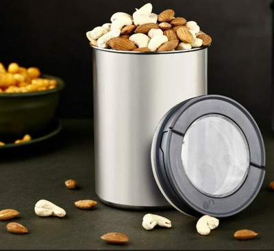 cartify Steel Utility Container  - 900 ml(Pack of 2, Silver)
