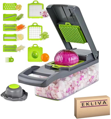 Ekliva by EKLIVA 14 in 1 Multipurpose Vegetable Chopper | Cutter, Slicer, Grater & Dicer Tool Vegetable Chopper(1 chopper)
