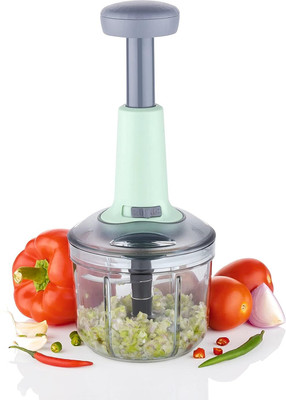 Da Novira 650 ml Easy to use Hand Press Chopper With 6 Sharp Stainless Steel Blades Vegetable & Fruit Chopper(1 Manual Hand Press Chopper 650ml)