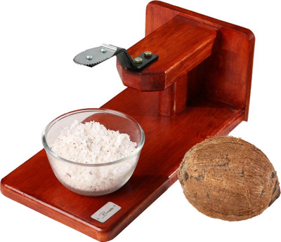 Bmado Traditional Table Top Coconut Grater Thengai Thuruvi for Kitchen Use Daily Coconut Scraper(Polished Wooden Coconut Scraper)