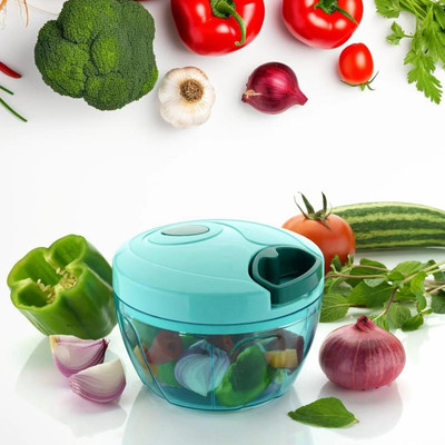 REEVA ENTERPRISE by NO Vegetable 450 ml Round Quick Handy Dori Chopper with 3 Stainless Steel Blade Vegetable & Fruit Chopper(1 Vegetable 450 ml Round Quick Handy Dori Chopper)