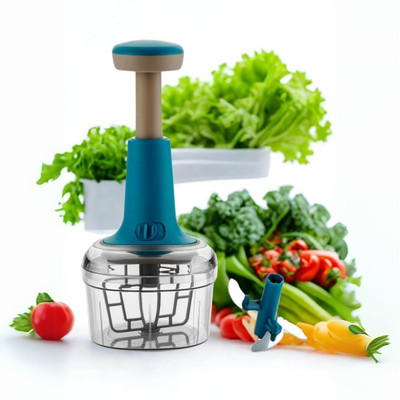 Alvinos manual Push Chopper 700ml with 3 stainless steel Blade Apple Chopper(1 Bowl with LID 1 Cutter,4x Blade, 1 Handle)