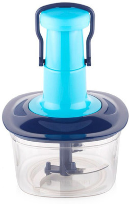 U Shine Ushine Handy Push Chopper with 3 Blades & Whisker (Blue, 650 ml) Vegetable & Fruit Chopper(3 Blades, 1 Container)