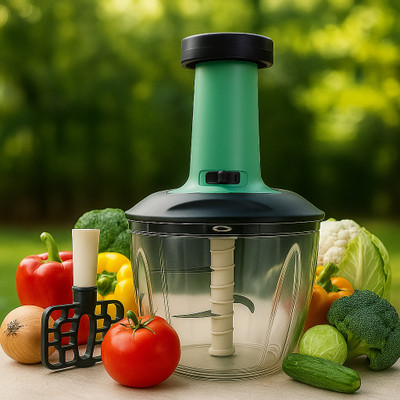 KitchenPlus 1100ml Handy Push Manual Vegetable & Fruit Cutter with 6 Sharp Blades Vegetable & Fruit Chopper(1 Chopper Mixer)