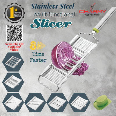 Charmy 6 in 1 Multifunctional SS Slicer & Grater With 6 Interchangeable Blade Vegetable Grater & Slicer(1 chopper)