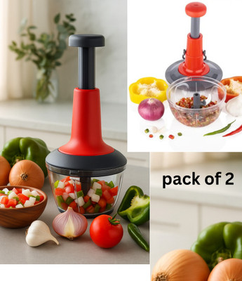 Homix by Homix Homix 650 ml Vegetable Chopper (Pack of 2, Multi-Color ) Vegetable & Fruit Chopper(1 Push–Down Chopping Mechanism)